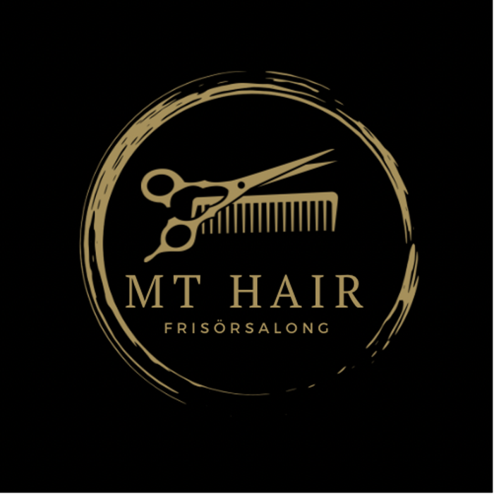 MT Hair, logotyp med sax och kam